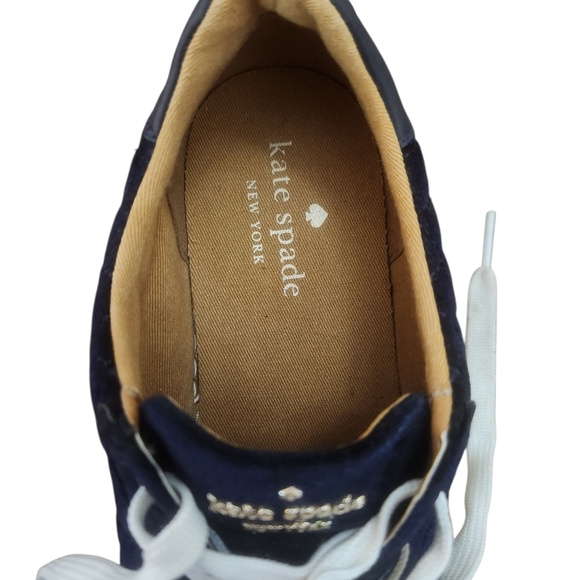 Kate Spade NY Fleet Velvet Sneakers Quilted Navy & White Size 6.5B Preloved - Picture 8 of 10